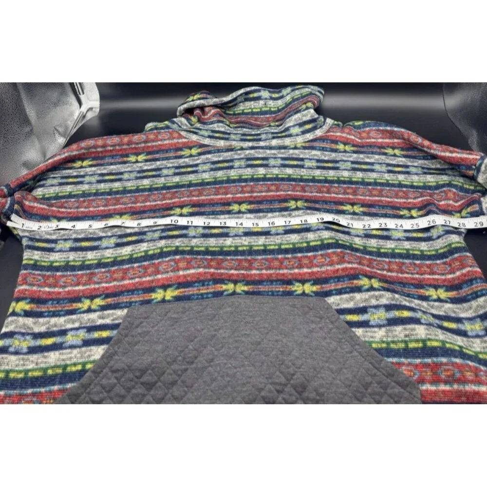 Andthewhy Colorful Southwest Aztec Western Print Cowlneck Womens Sweater L NEW‎